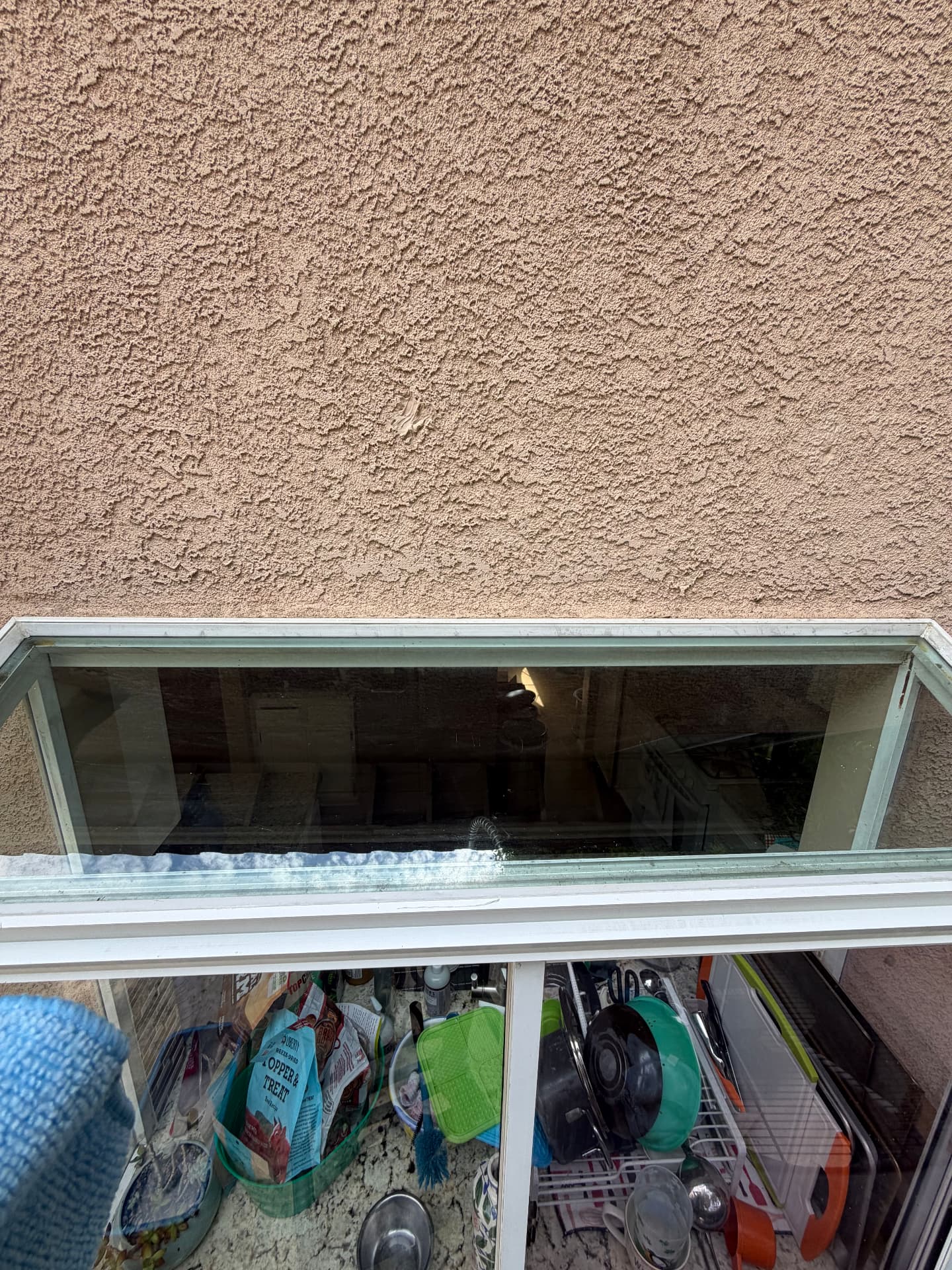 Transom window & track after cleaning